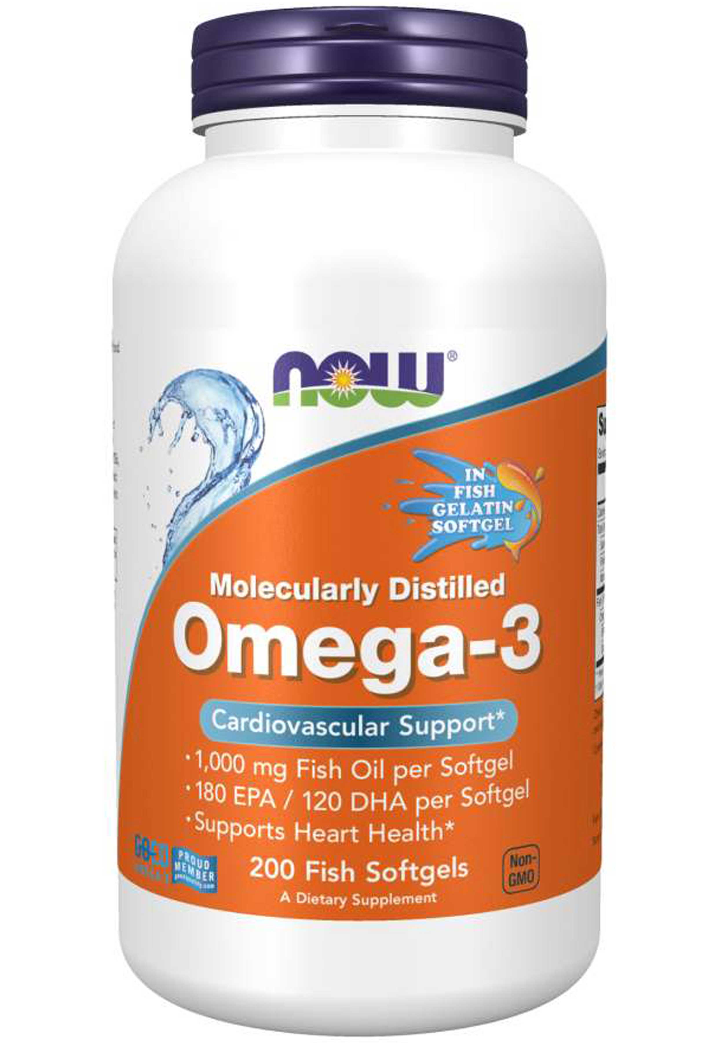NOW Omega-3 Molecularly Distilled FISH Softgels
