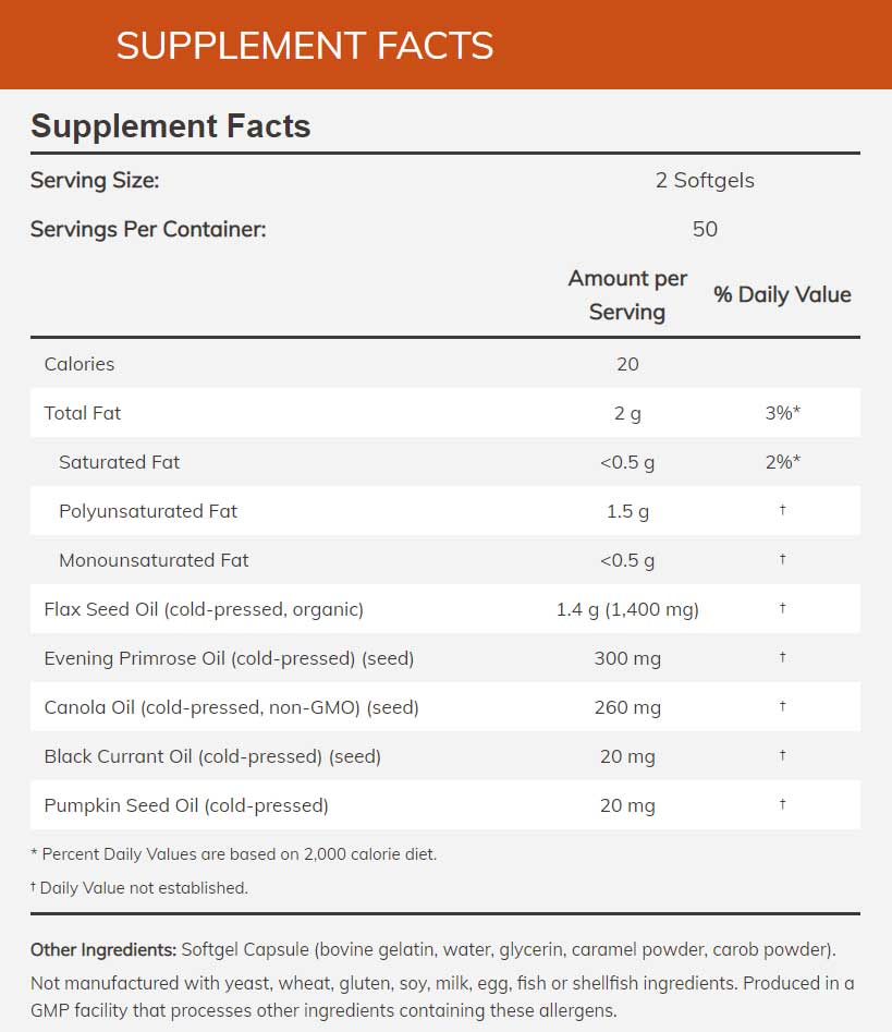 NOW Omega 3-6-9 1000 mg Ingredients