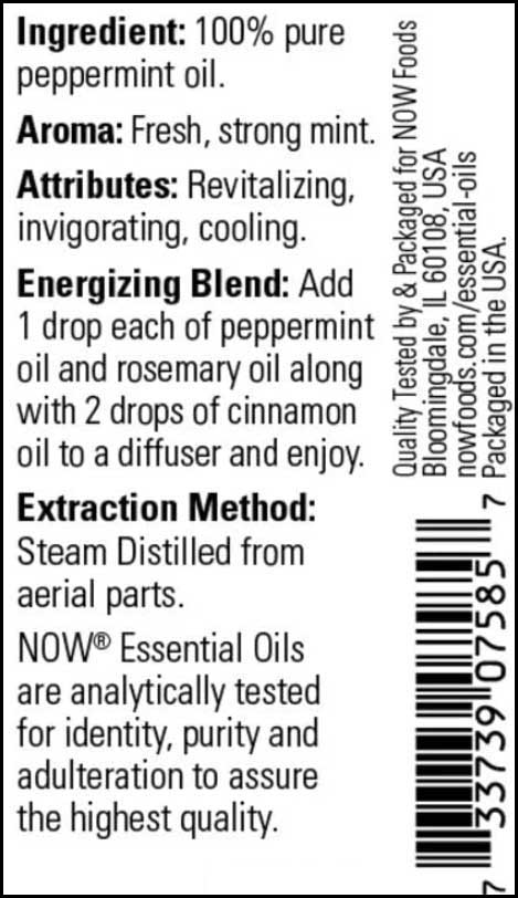 NOW Essential Oils Peppermint Oil Ingredients