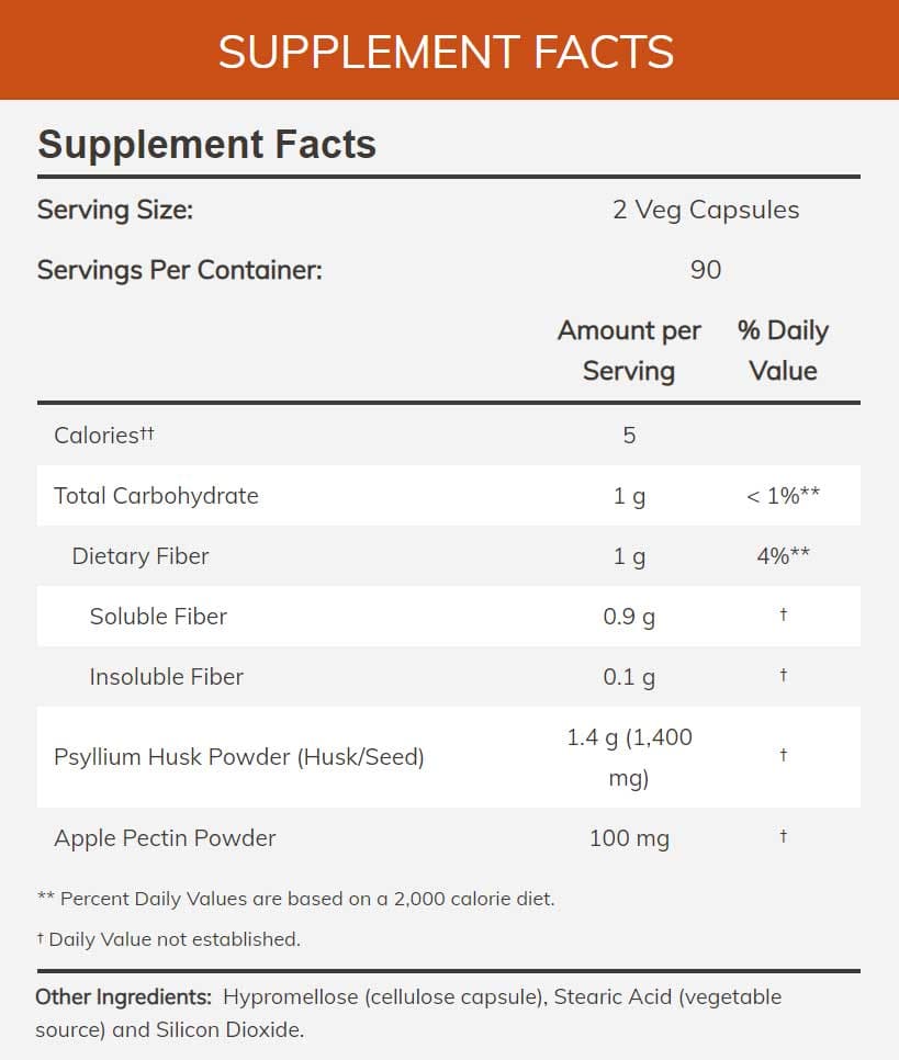 NOW Psyllium Husk Caps 700 mg Ingredients