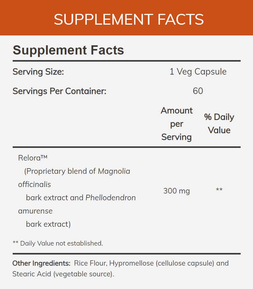 NOW Relora 300 mg Ingredients