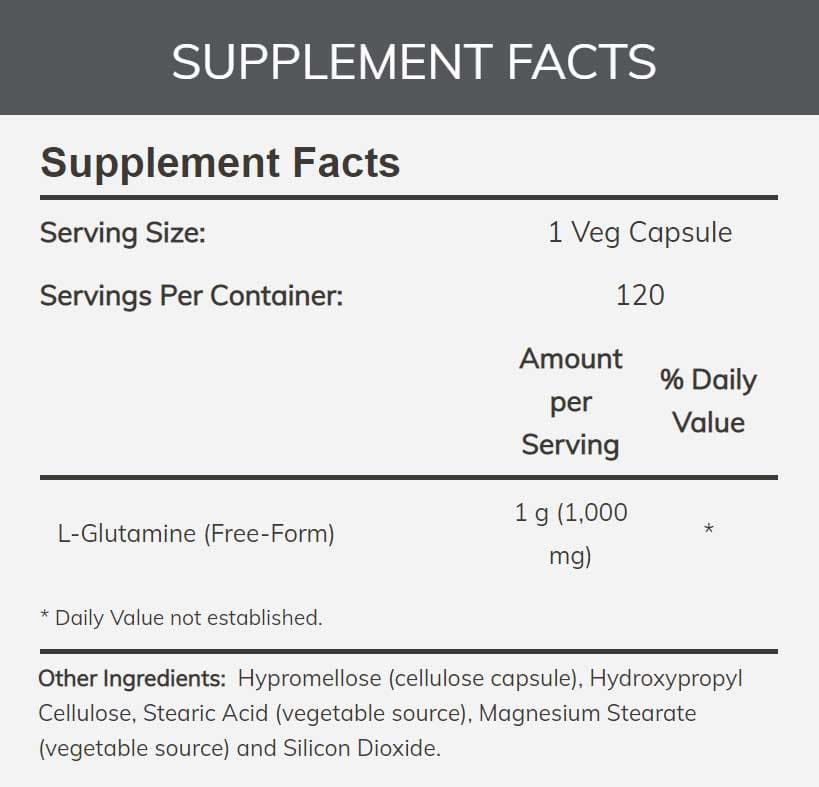NOW Sports L-Glutamine 1000 mg Ingredients