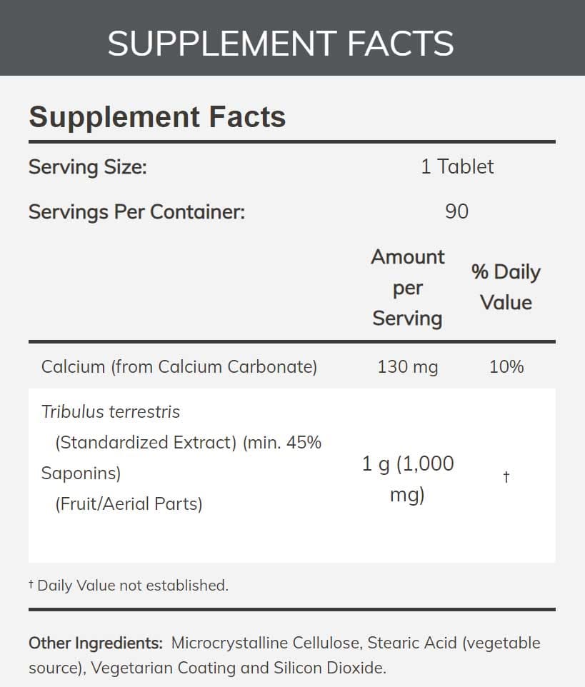 NOW Sports Tribulus 1,000 mg Ingredients