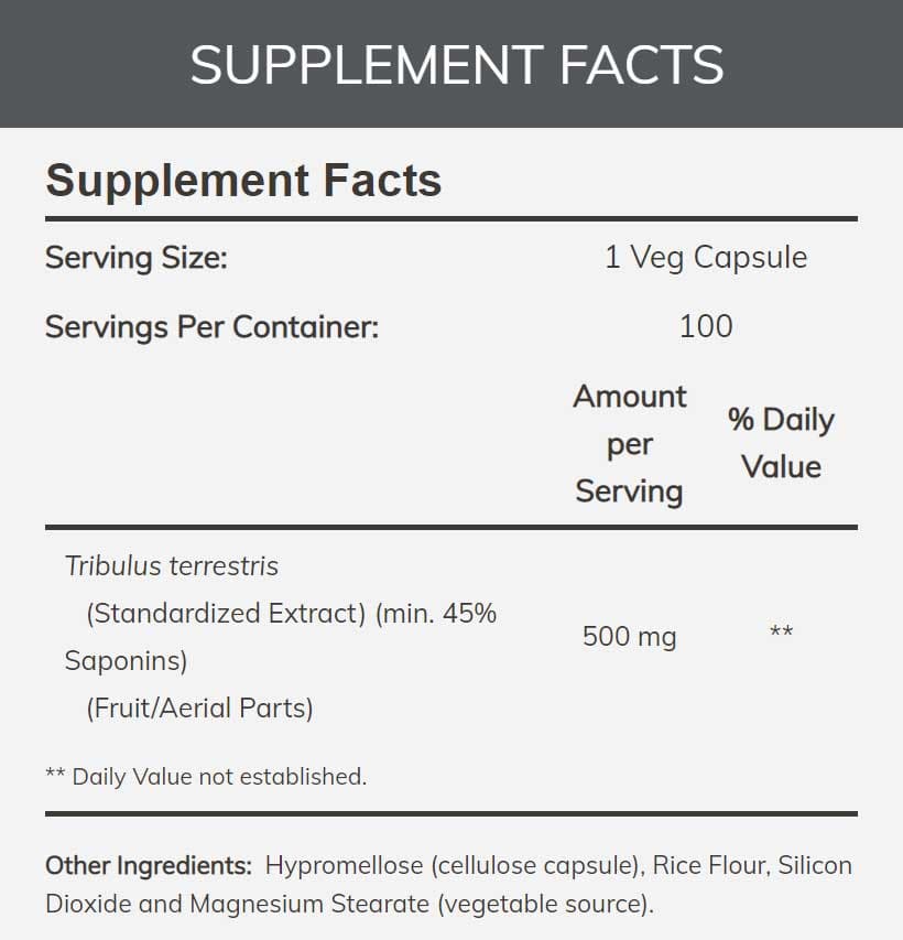 NOW Sports Tribulus 500 mg Ingredients