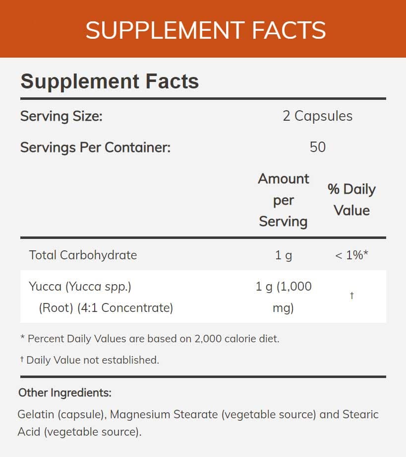 NOW Yucca 500 mg Ingredients