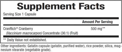 Natural Factors CranRich 500 mg Ingredients