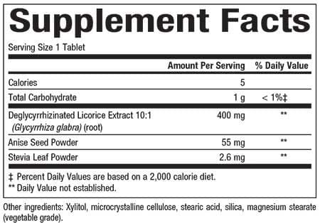 Natural Factors DGL 400 mg 10:1 Extract Ingredients
