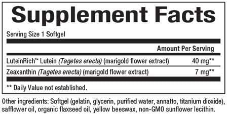 Natural Factors Lutein 40 mg Ingredients