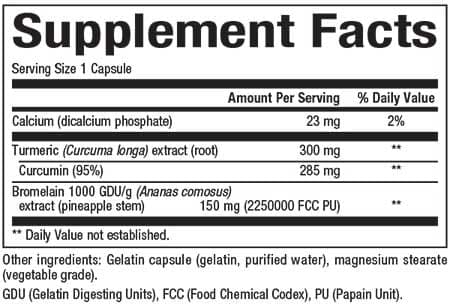 Natural Factors Turmeric & Bromelain 450 mg Ingredients