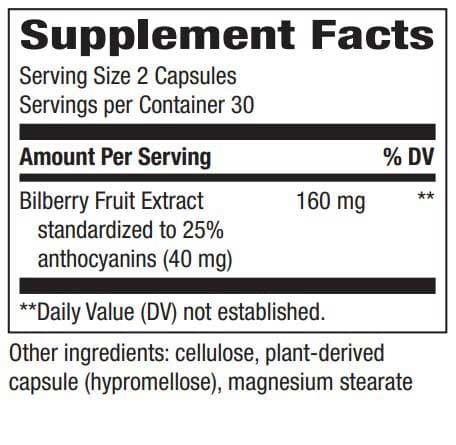 Nature's Way Bilberry Extract Ingredients