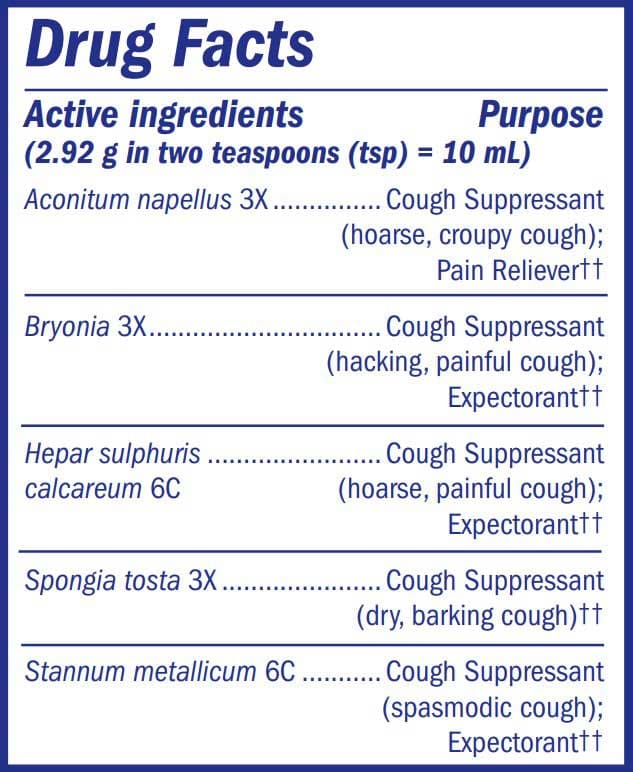 Boericke & Tafel Cough & Bronchial Daytime Syrup Ingredients
