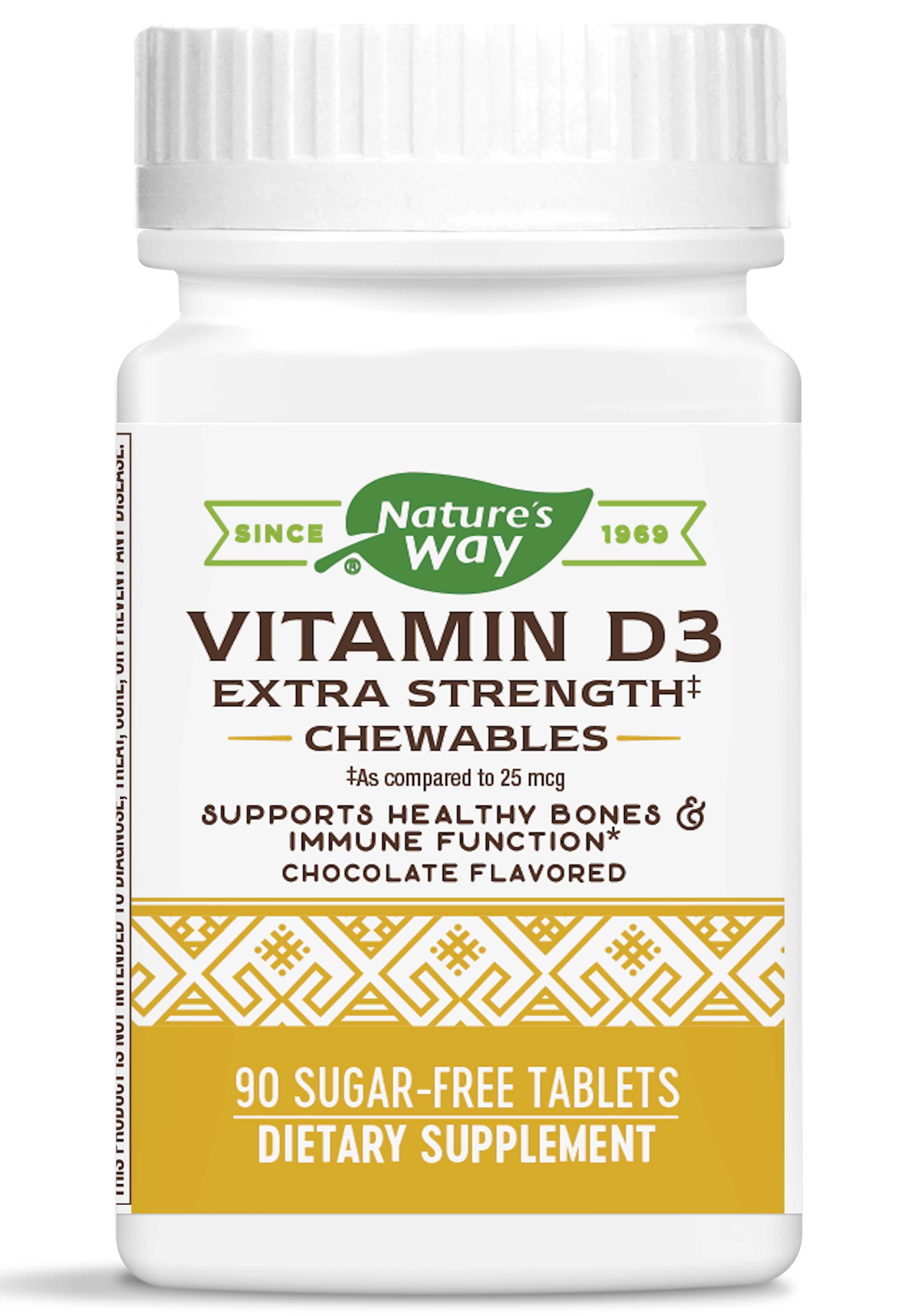 Nature's Way Vitamin D3 Extra Strength, Chocolate, Sugar-Free Chewable Tablets