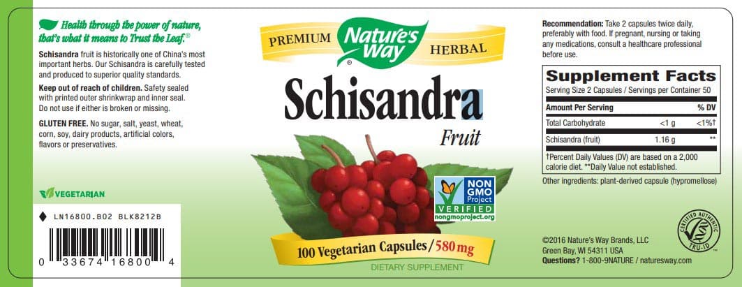 Nature's Way Schisandra Fruit Label