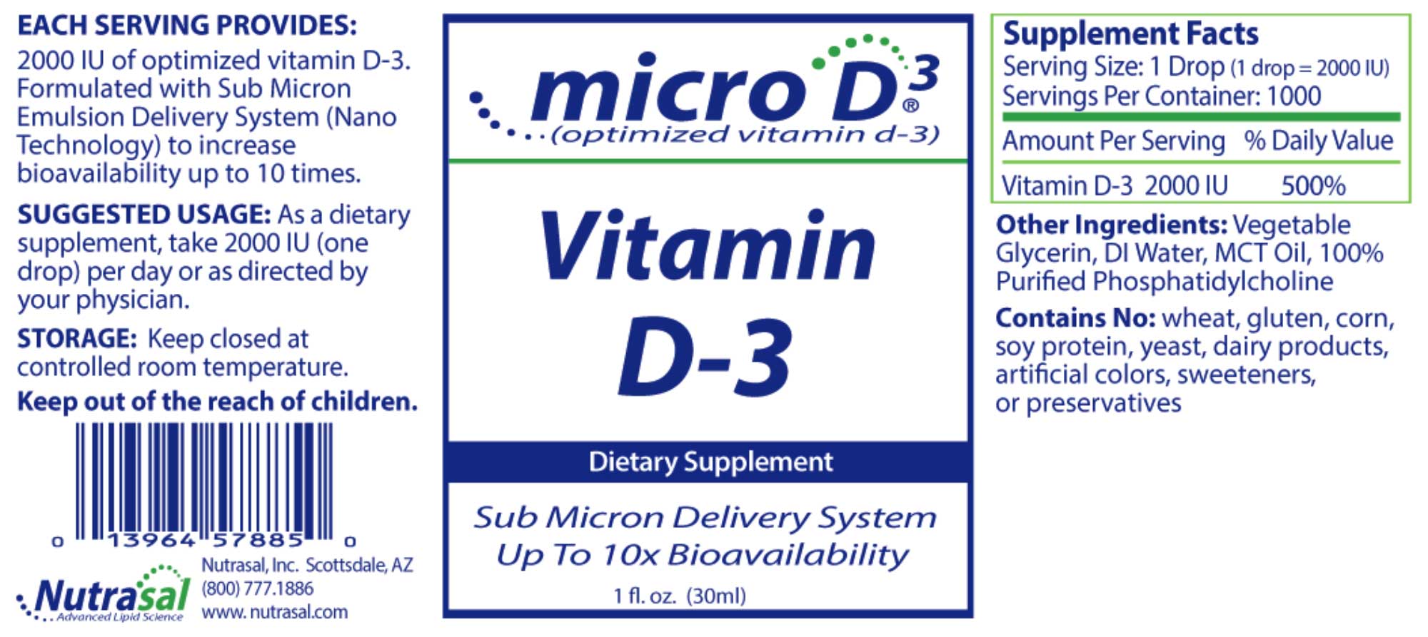 Nutrasal Vitamin D3 with M.E.D.S. (Nano) Technology Ingredients