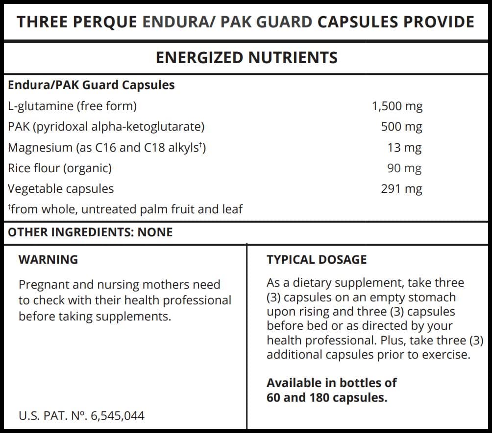 Perque Endura/PAK Guard Ingredients