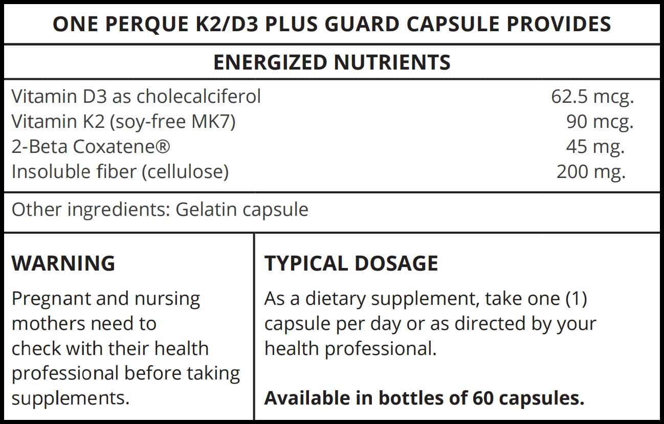 Perque K2/D3 Plus Guard Ingredients