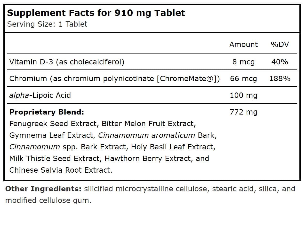 Planetary Herbals Cinnamon Glucose Balance™ Ingredients