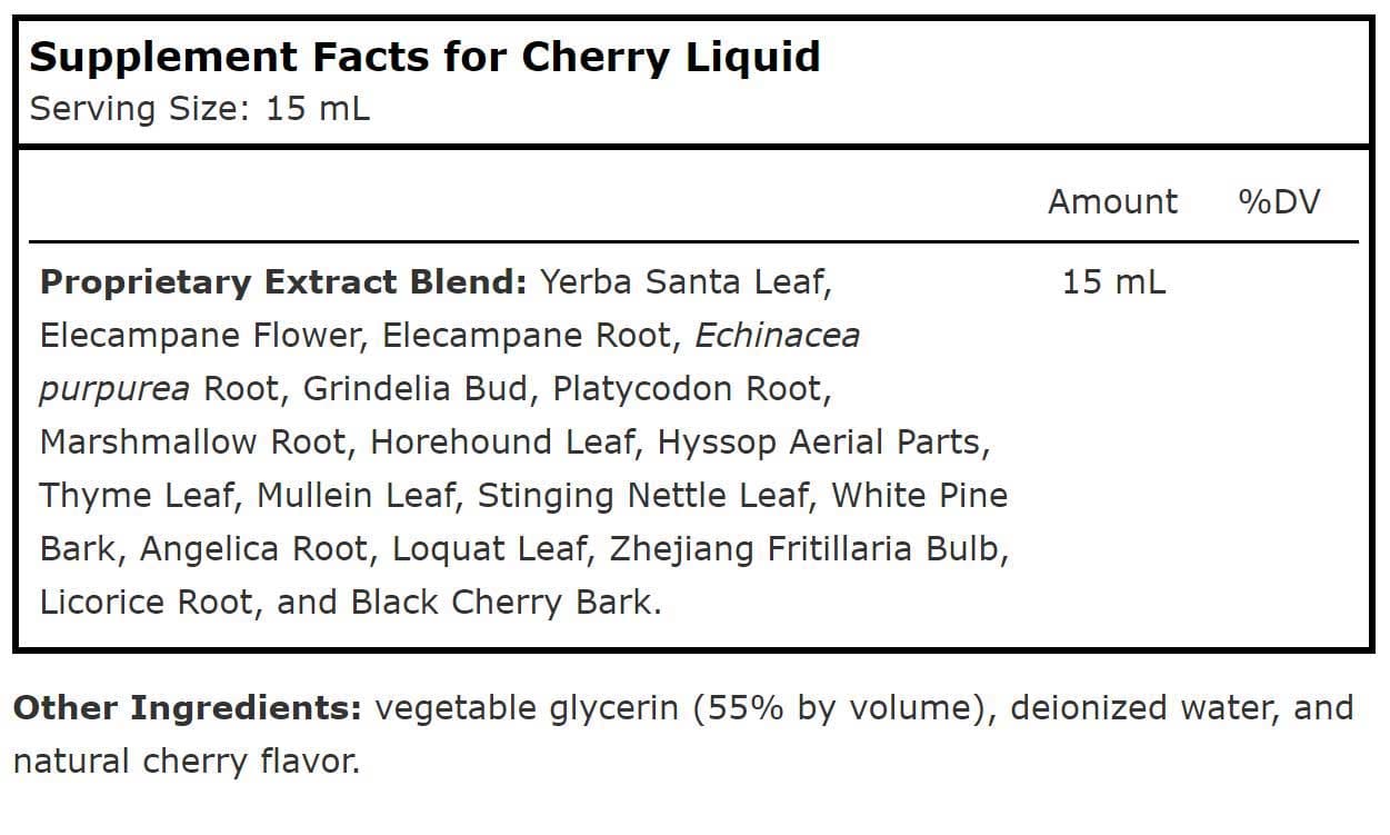 Planetary Herbals Dr. Tierra's Wild Cherry Barks Syrup for Kids™ Ingredients