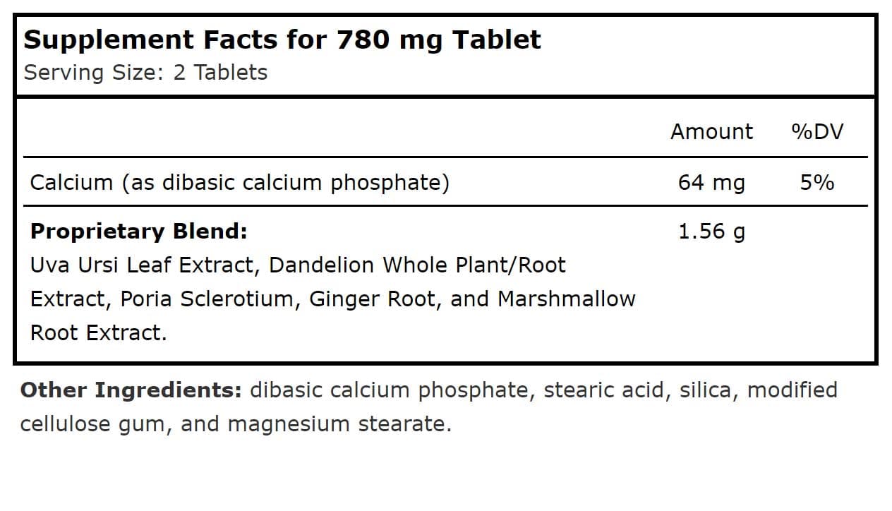 Planetary Herbals Uva Ursi Diurite 780 mg Ingredients