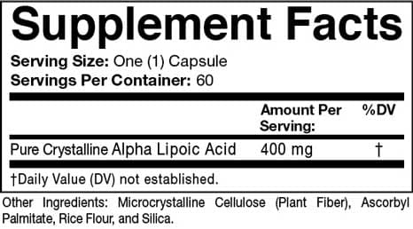 Prescribed Choice Alpha Lipoic Acid Extra Strength 400 mg Ingredients