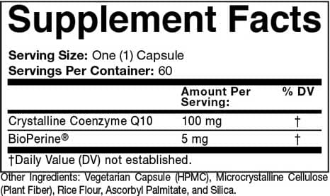 Prescribed Choice Regular Strength CoQ10 100 mg Ingredients
