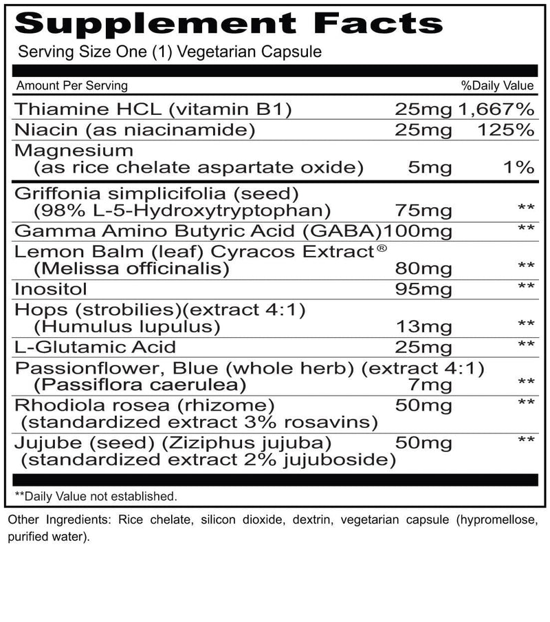 Priority One Anxiety Balance Ingredients