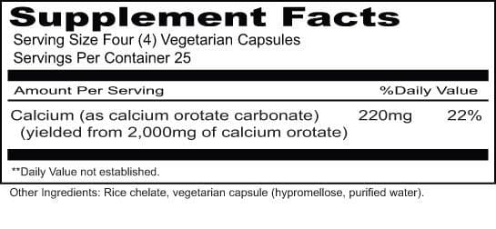 Priority One Calcium Orotate Ingredients