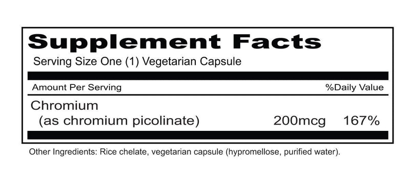 Priority One Chromium Picolinate Ingredients
