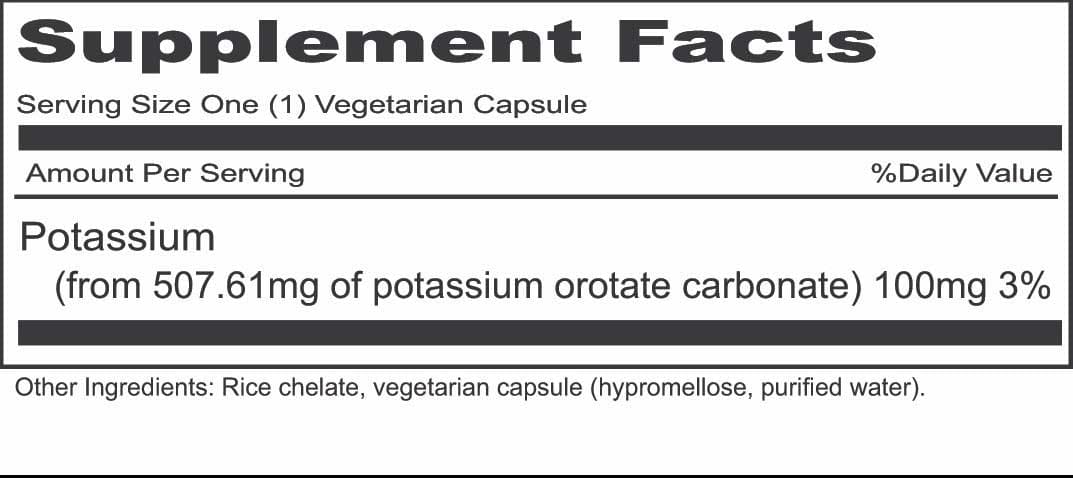 Priority One Potassium Orotate Ingredients