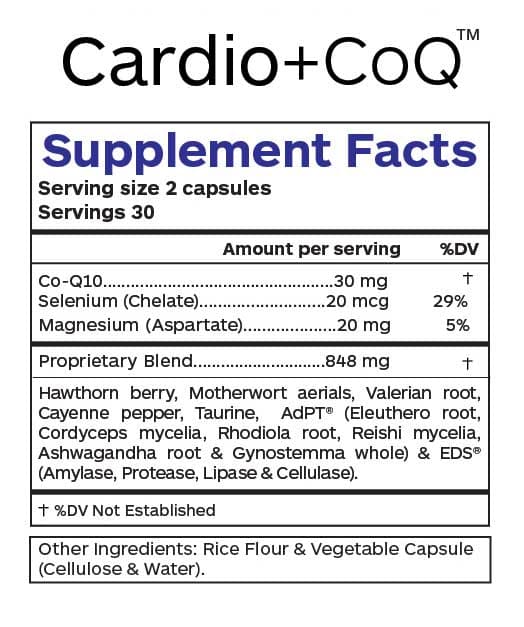 Professional Botanicals Cardio + CoQ Ingredients