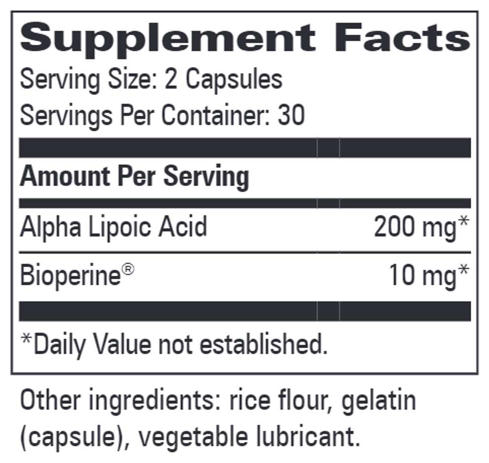 Progressive Laboratories Alpha Lipoic Acid Ingredients 