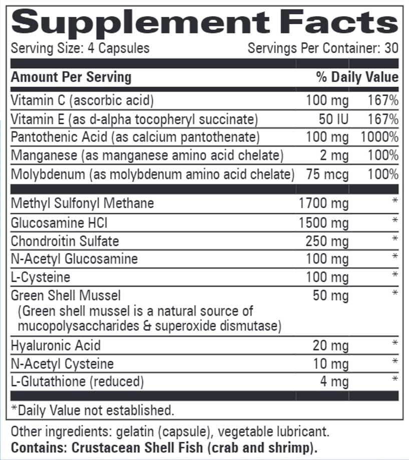 Progressive Laboratories GC-MSM 3550 Ingredients