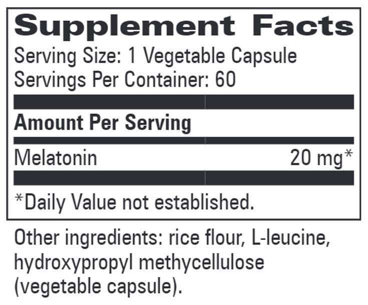Progressive Laboratories Melatonin 20 mg Ingredients
