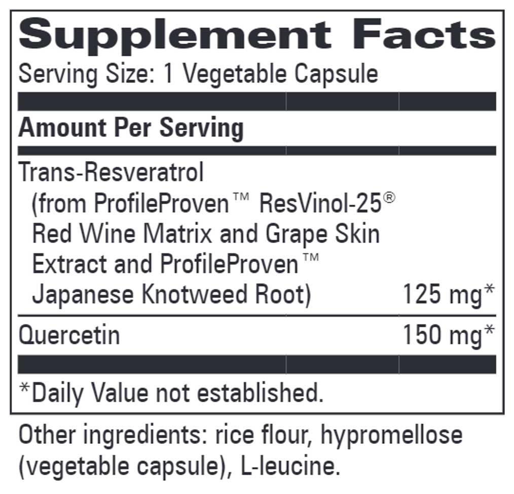 Progressive Laboratories Trans Resveratrol with Quercetin Ingredients 