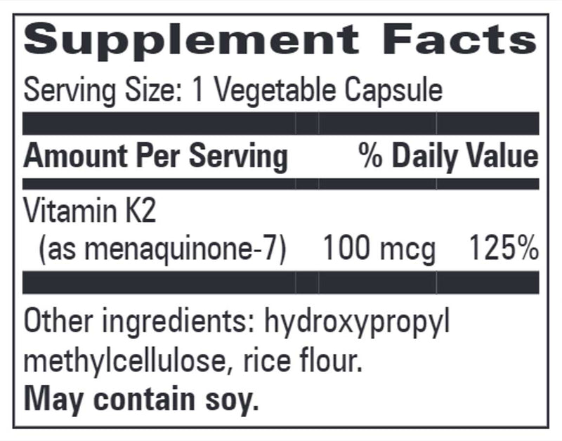 Progressive Laboratories Vitamin K2 Ingredients