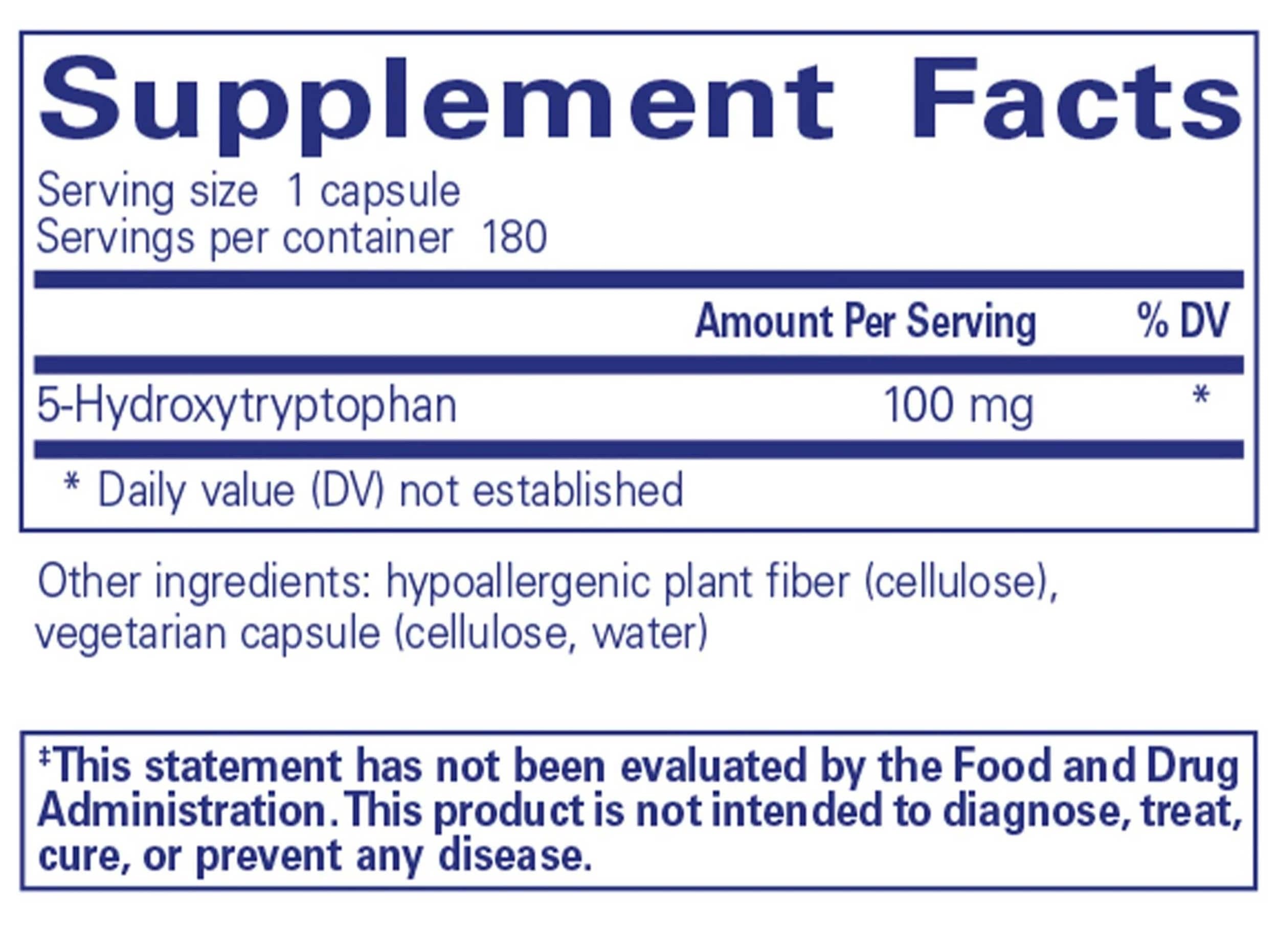 Pure Encapsulations 5-HTP 100mg Ingredients 