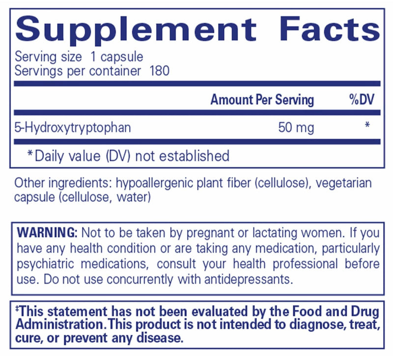 Pure Encapsulations 5-HTP 50mg Ingredients  