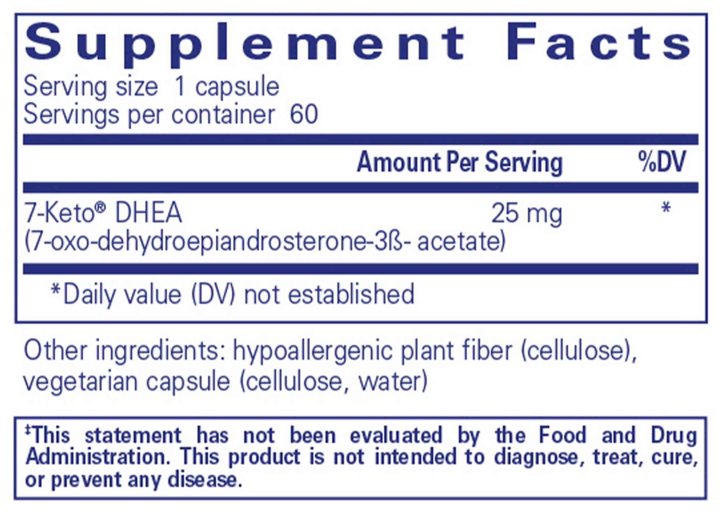 Pure Encapsulations 7-Keto DHEA 25mg Ingredients 
