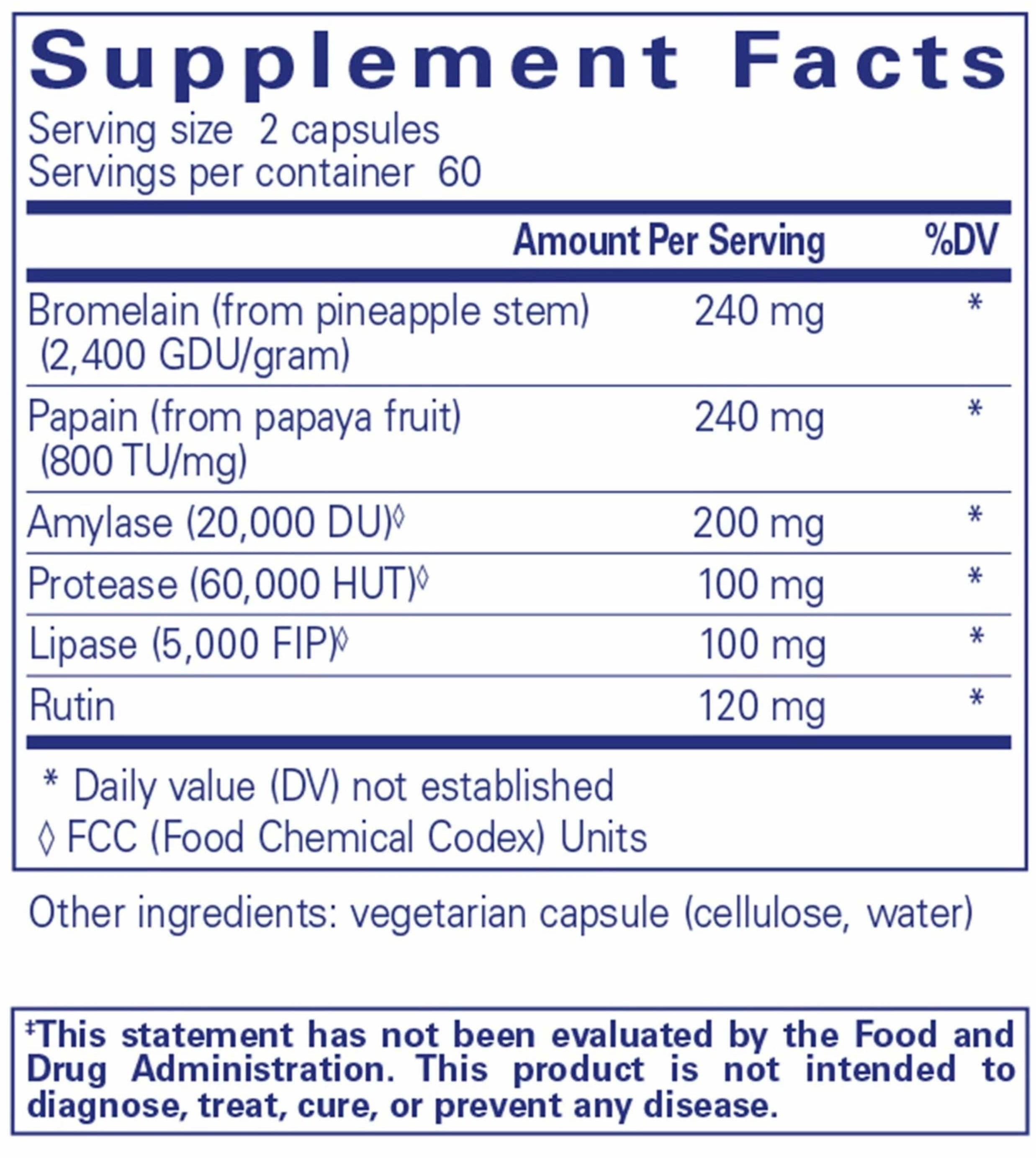 Pure Encapsulations A.I. Enzymes Ingredients 