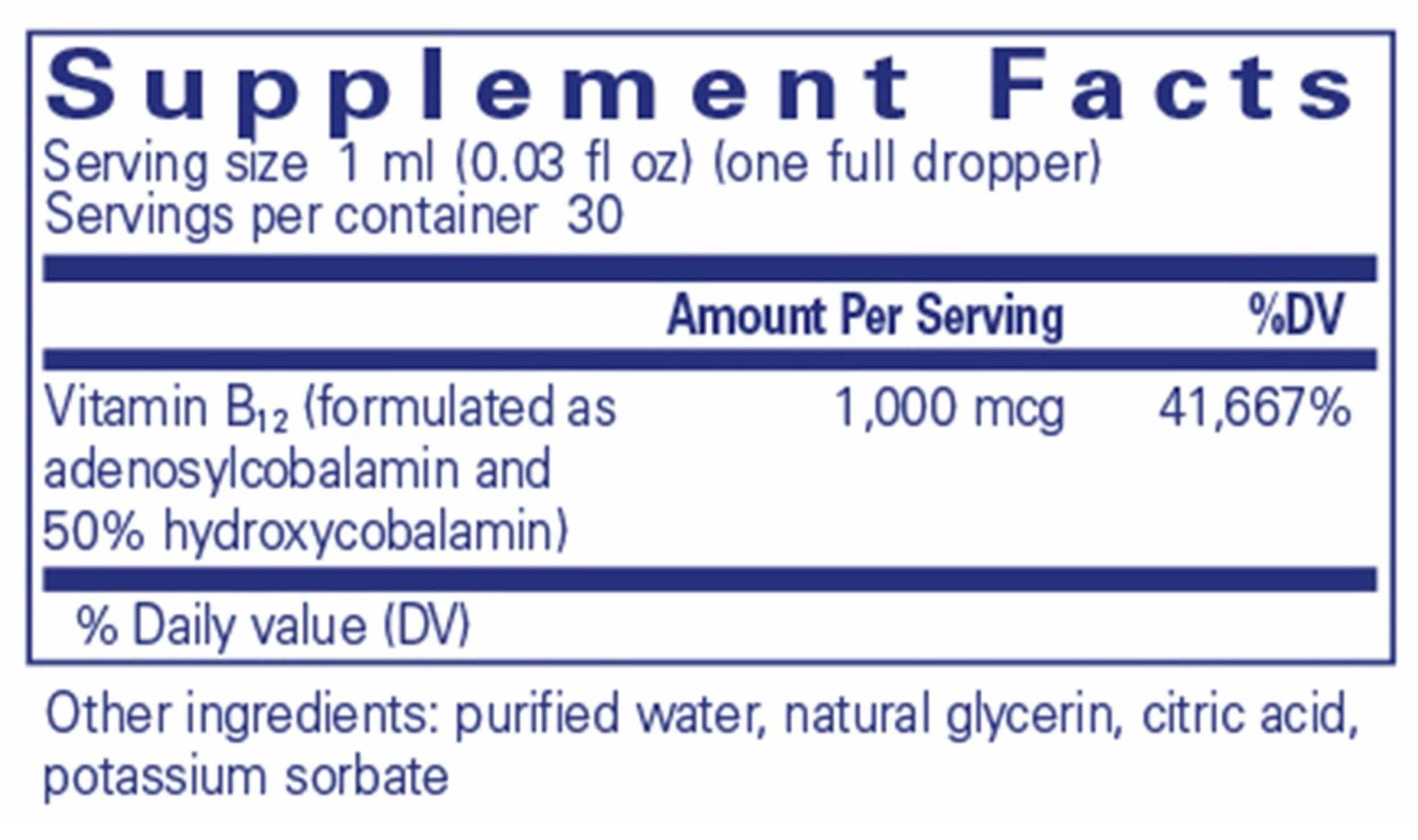 Pure Encapsulations Adenosyl/Hydroxy B12 Ingredients