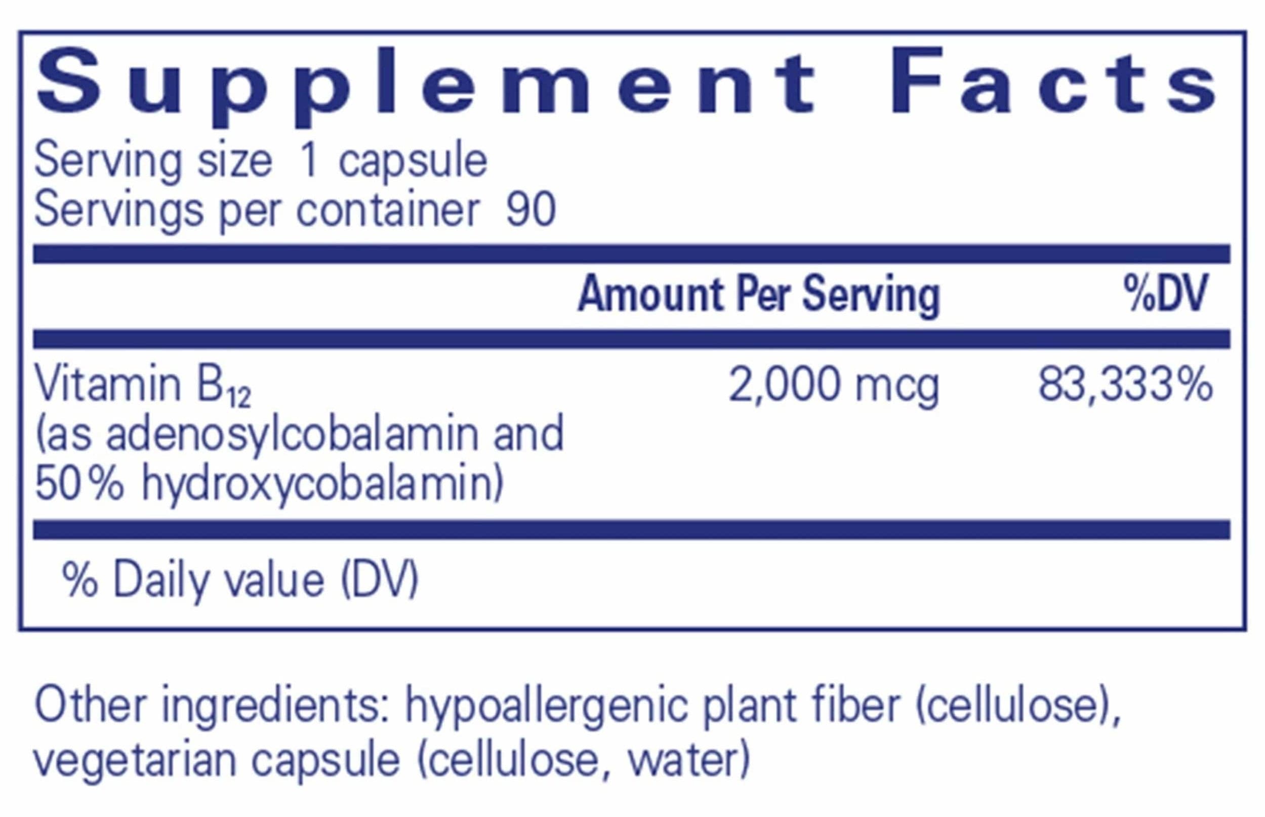 Pure Encapsulations Adenosyl/Hydroxy B12 Ingredients