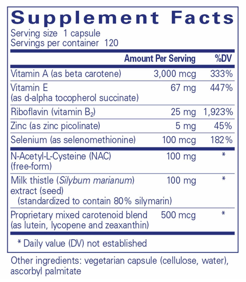 Pure Encapsulations AntiOxidant Formula Ingredients