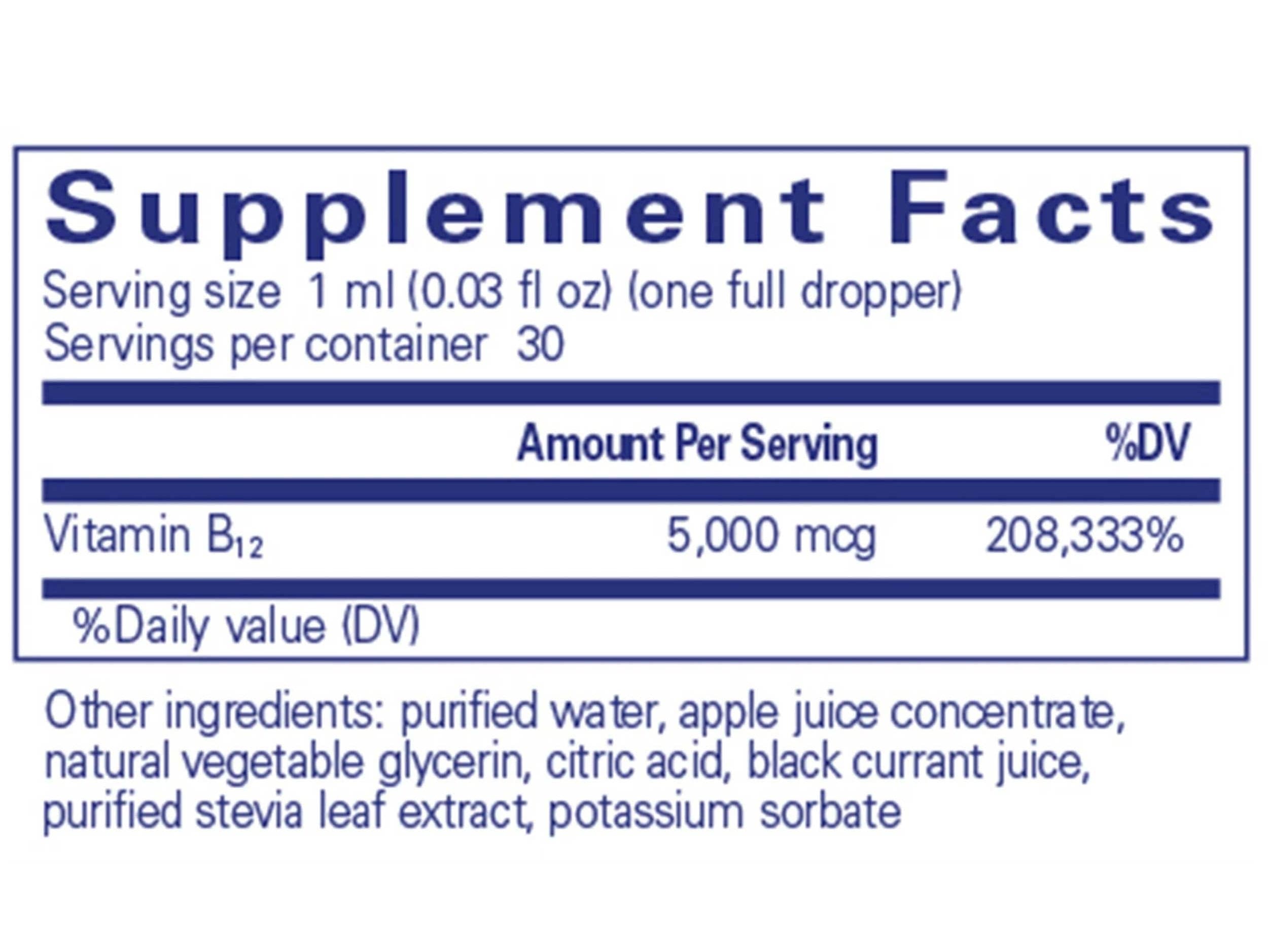 Pure Encapsulations B12 5,000 Liquid Ingredients