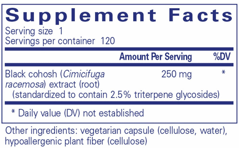 Pure Encapsulations Black Cohosh 2.5 Ingredients 