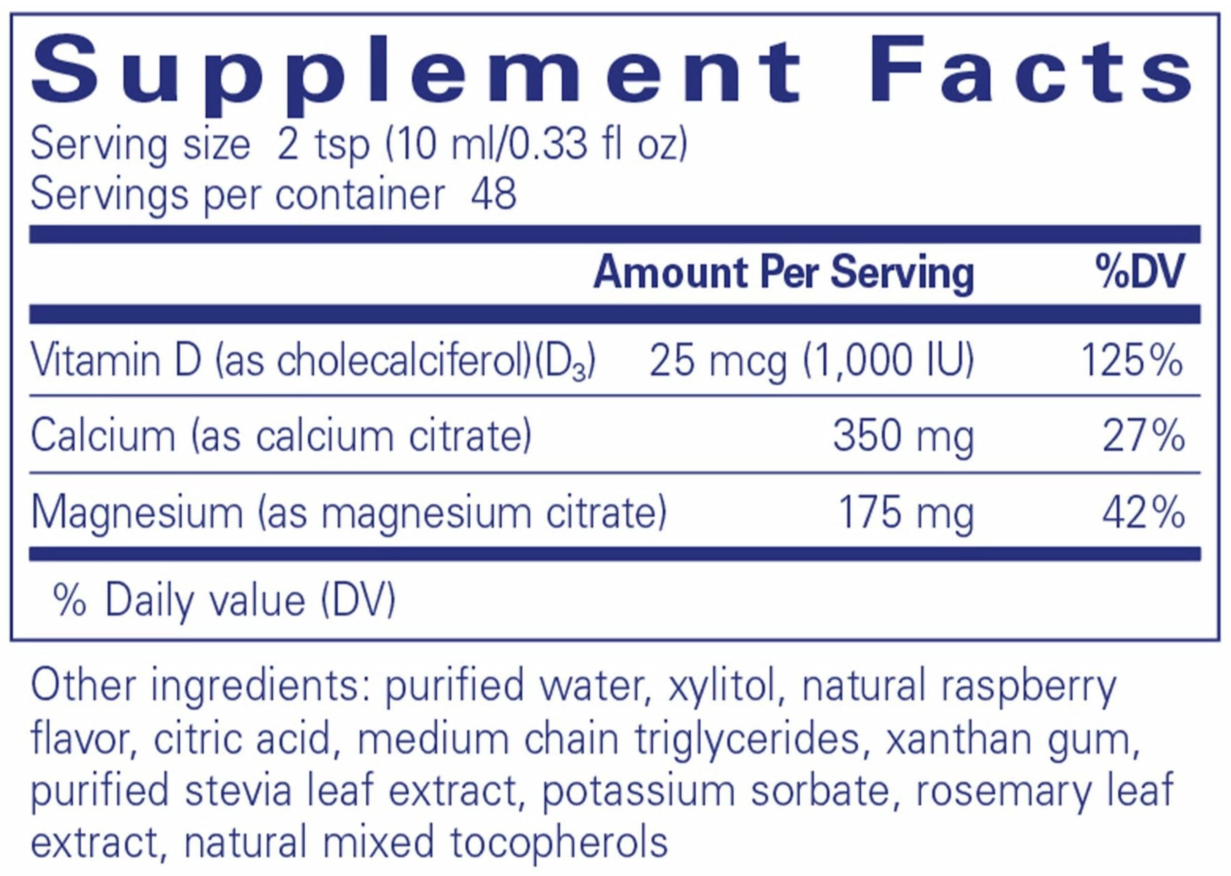 Pure Encapsulations Cal/Mag/D Liquid Ingredients 
