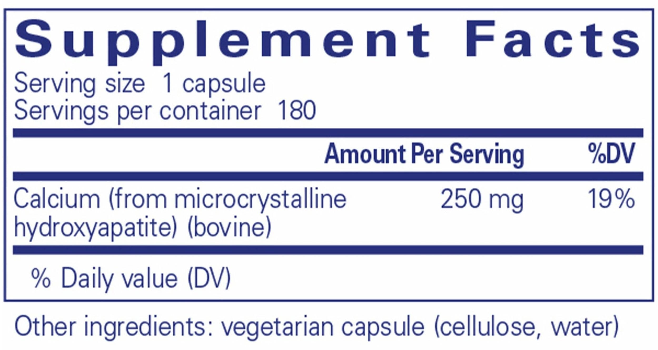 Pure Encapsulations Calcium (MCHA) Ingredients 