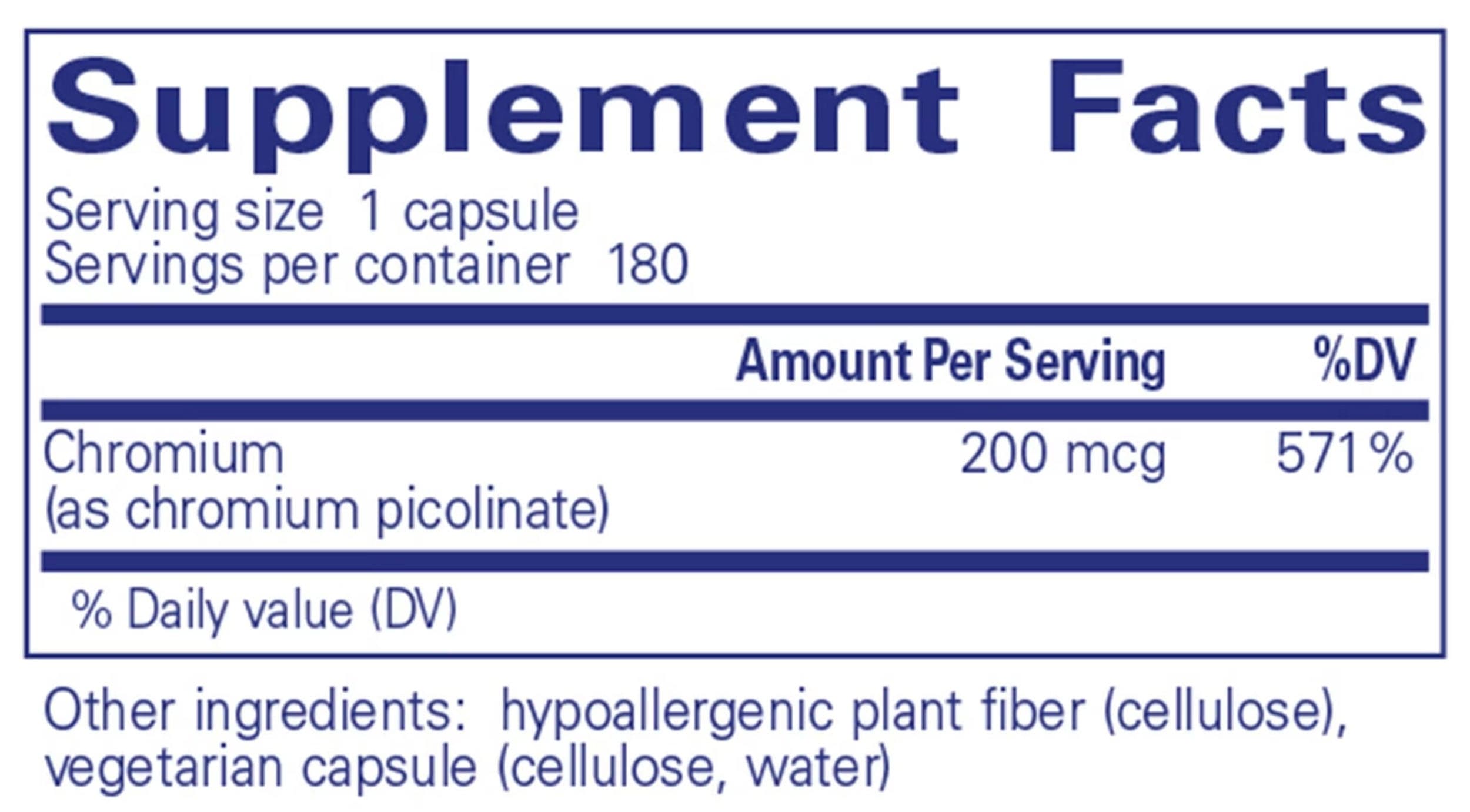 Pure Encapsulations Chromium (picolinate) 200mcg Ingredients 