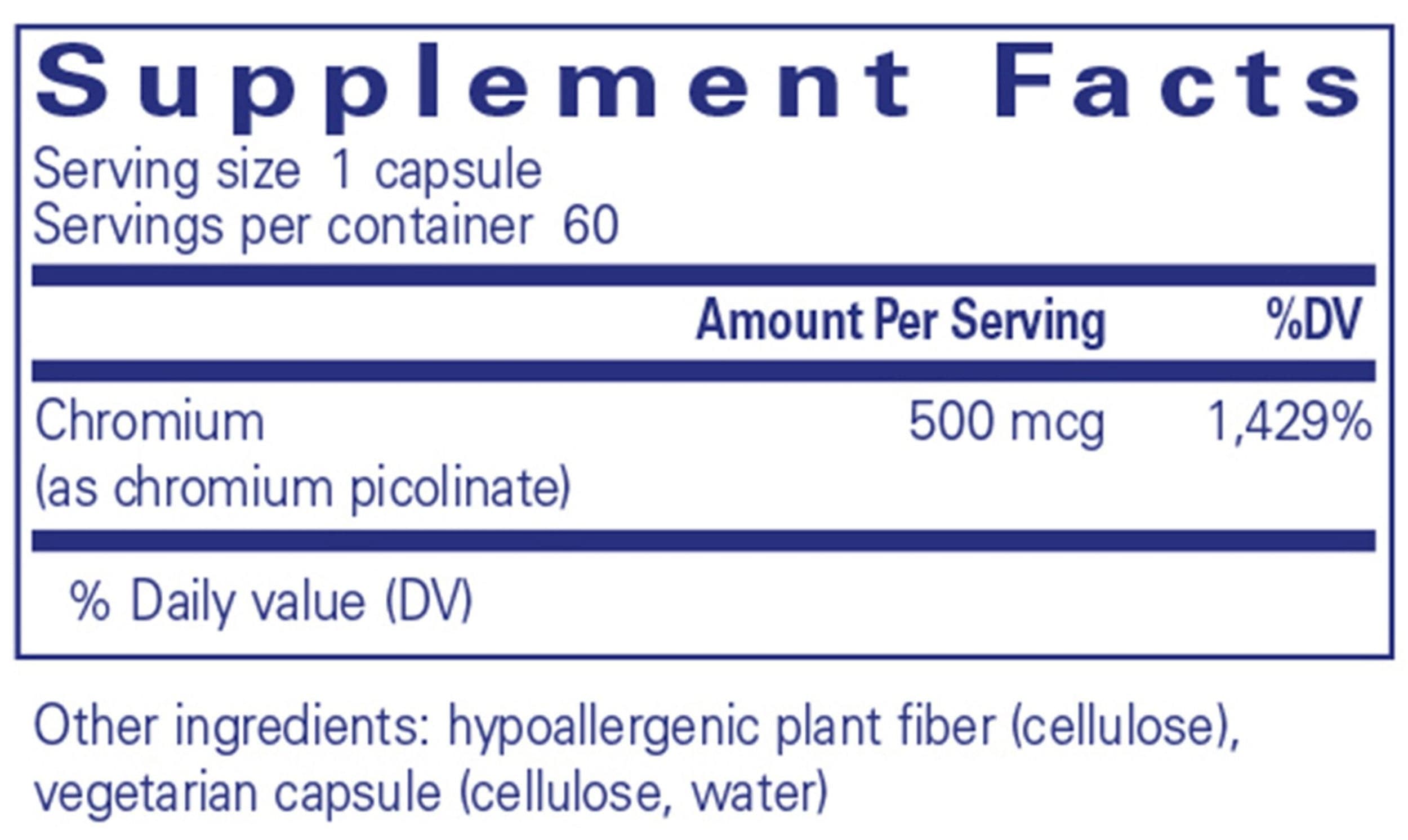 Pure Encapsulations Chromium (picolinate) 500mcg Ingredients 