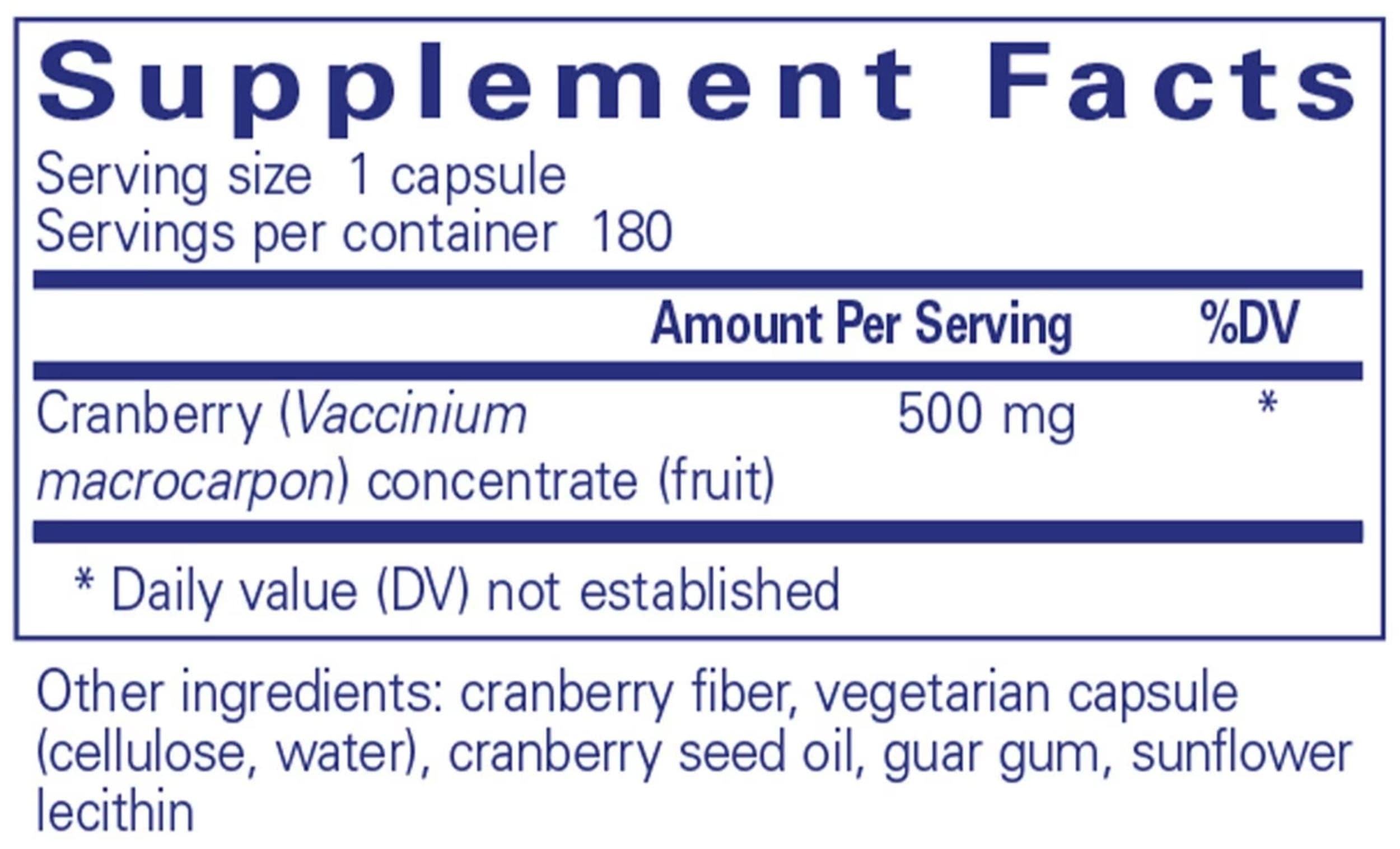 Pure Encapsulations Cranberry NS Ingredients