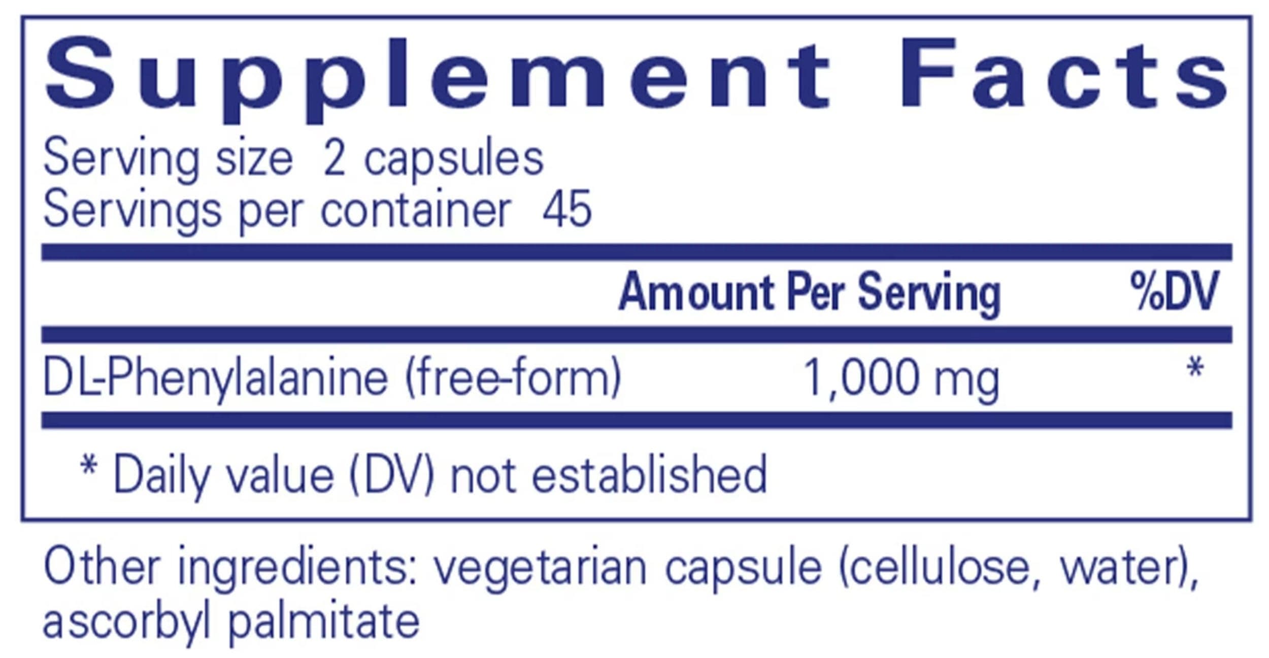 Pure Encapsulations DL-Phenylalanine Ingredients 